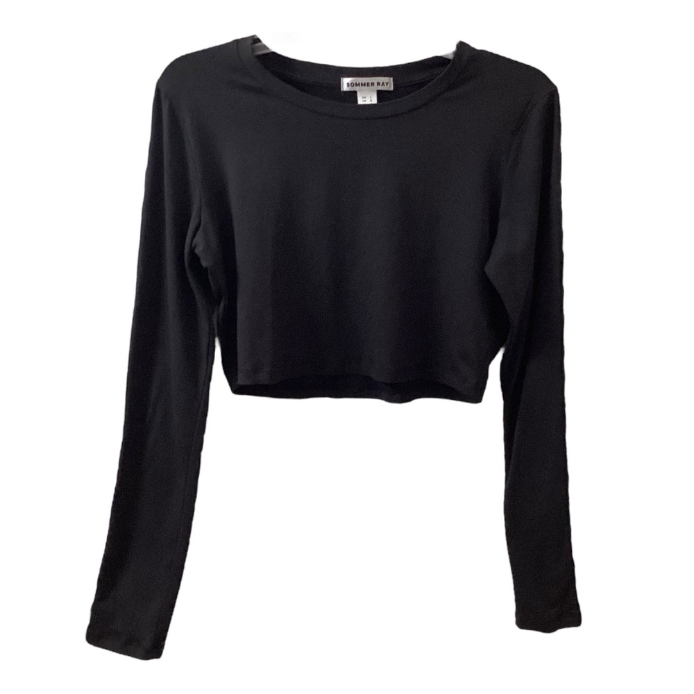 Sommer Ray Large Jersey Knit Long Sleeve Crop Top